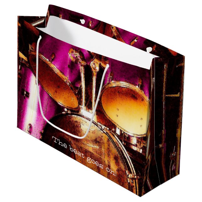 Drums, outdoor jam large gift bag (Front Angled)