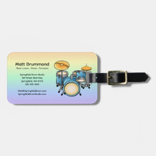 Drums Personalised Custom Bag Tag Drum Set