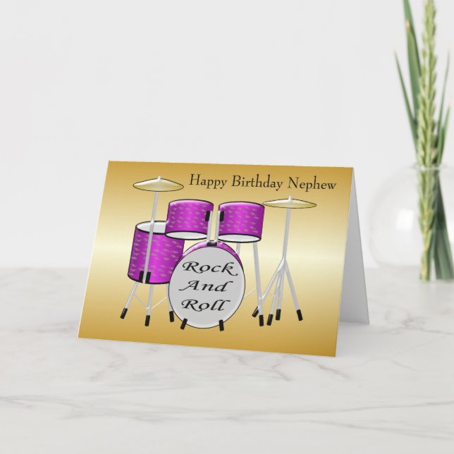 Drums Personalised Nephew Birthday Card (Front)