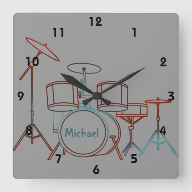 Drums Personalised Wall Clock (Front)