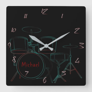 Drums Personalised Wall Clock