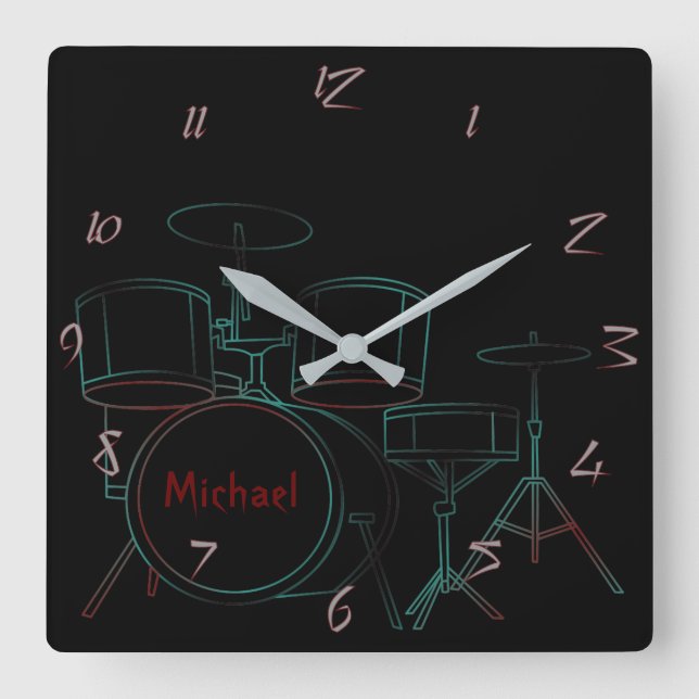 Drums Personalised Wall Clock (Front)