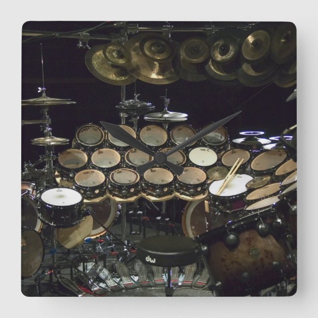 Drums Power Square Wall Clock (Front)