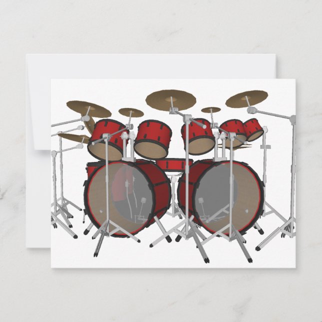 Drums: Red Drum Kit: 3D Model: (Front)