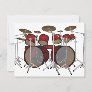 Drums: Red Drum Kit: 3D Model: