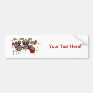 Drums: Red Drum Kit: 3D Model: Bumper Sticker