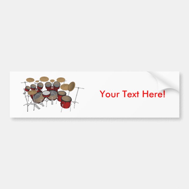 Drums: Red Drum Kit: 3D Model: Bumper Sticker (Front)
