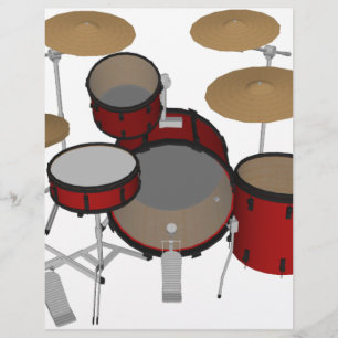 Drums: Red Drum Kit: 3D Model: Flyer