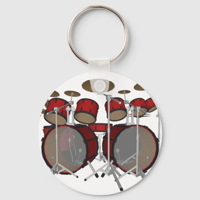 Drums: Red Drum Kit: 3D Model: Key Ring (Front)