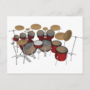 Drums: Red Drum Kit: 3D Model: Postcard