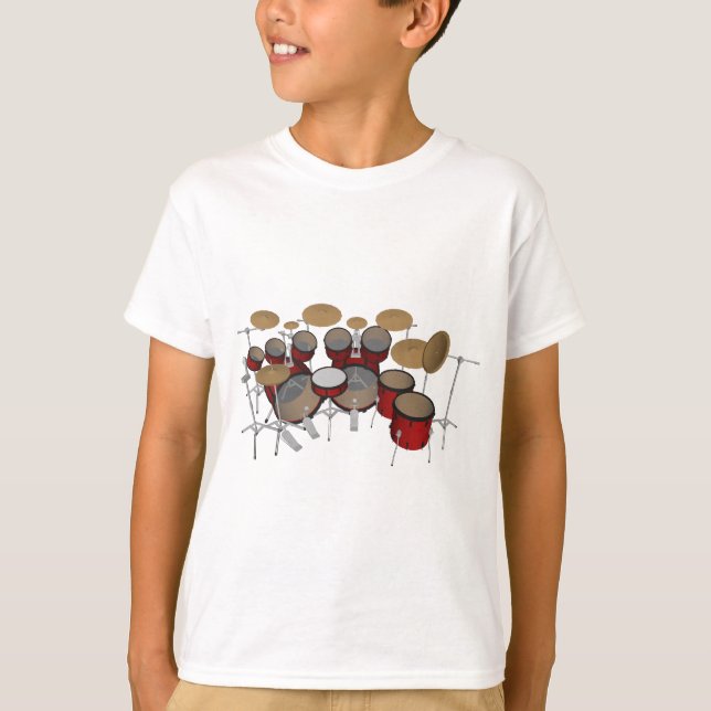 Drums: Red Drum Kit: 3D Model: T-Shirt (Front)