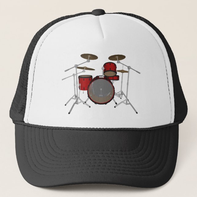Drums: Red Drum Kit: 3D Model: Trucker Hat (Front)