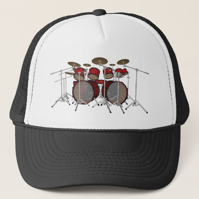 Drums: Red Drum Kit: 3D Model: Trucker Hat (Front)