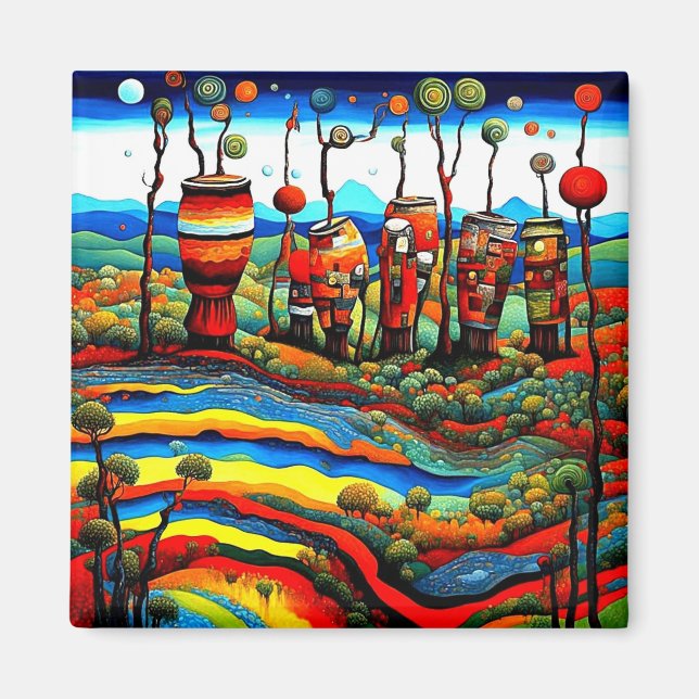 Drums sprouting trees magnet (Front)
