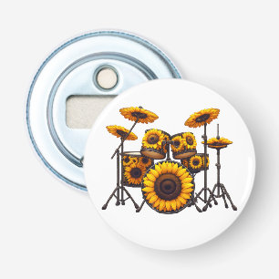 Drums Sunflower Flower Musician Music Floral Bottle Opener