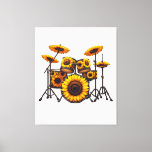 Drums Sunflower Flower Musician Music Floral Canvas Print