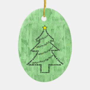 Drums Text Christmas Tree Ceramic Tree Decoration