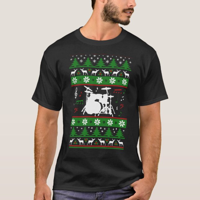 Drums Ugly Christmas Tee (Front)