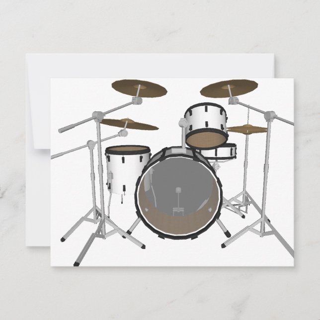 Drums: White Drum Kit: 3D Model: (Front)