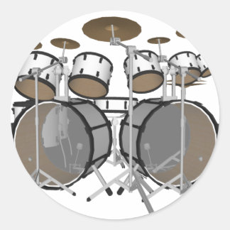 Drums: White Drum Kit: 3D Model: Classic Round Sticker