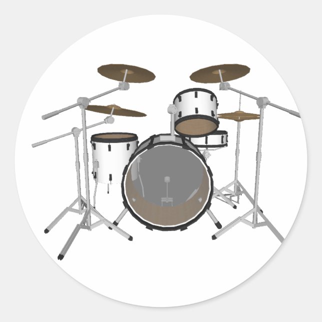 Drums: White Drum Kit: 3D Model: Classic Round Sticker (Front)