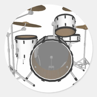 Drums: White Drum Kit: 3D Model: Classic Round Sticker