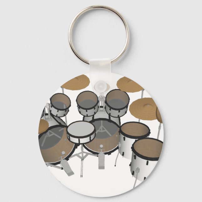 Drums: White Drum Kit: 3D Model: Key Ring (Front)
