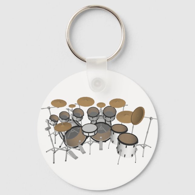 Drums: White Drum Kit: 3D Model: Key Ring (Front)