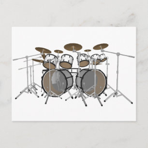 Drums: White Drum Kit: 3D Model: Postcard
