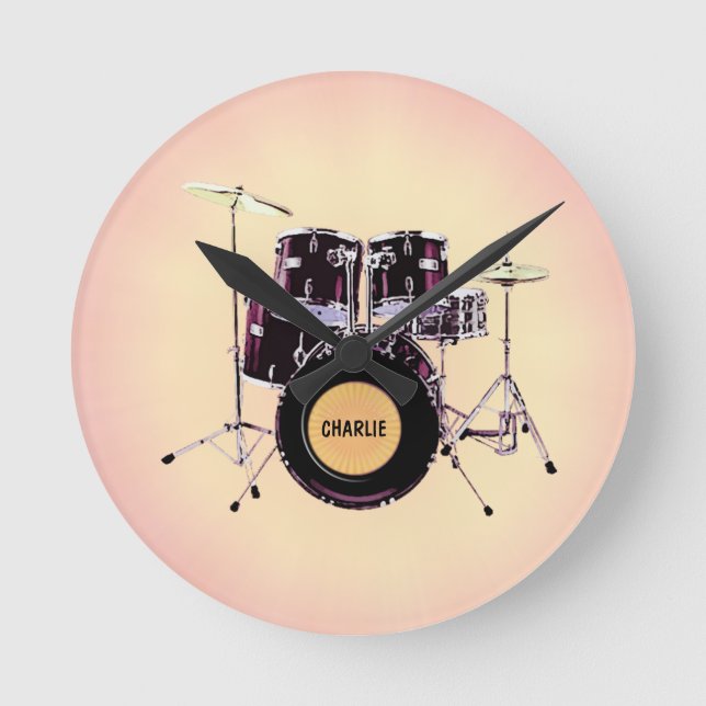 Drums with your Name Wall Clock (Front)