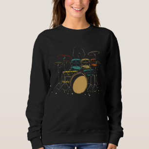 Drumset 70s 80s Retro Cool Drums Drummer Sweatshirt
