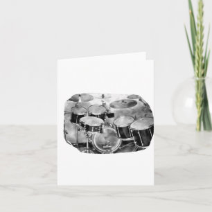 Drumset Black and White Photograph Design Card