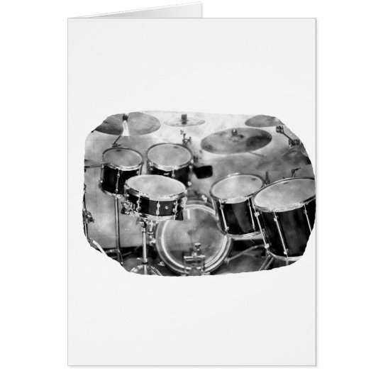 Drumset Black and White Photograph Design Card