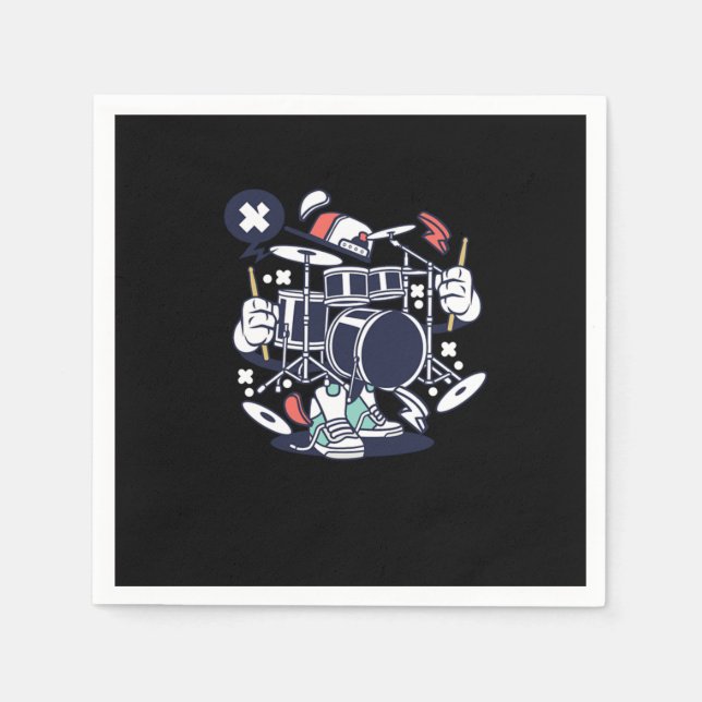 Drumset Drummers Music Lovers Musicians Drums Rock Napkin (Front)