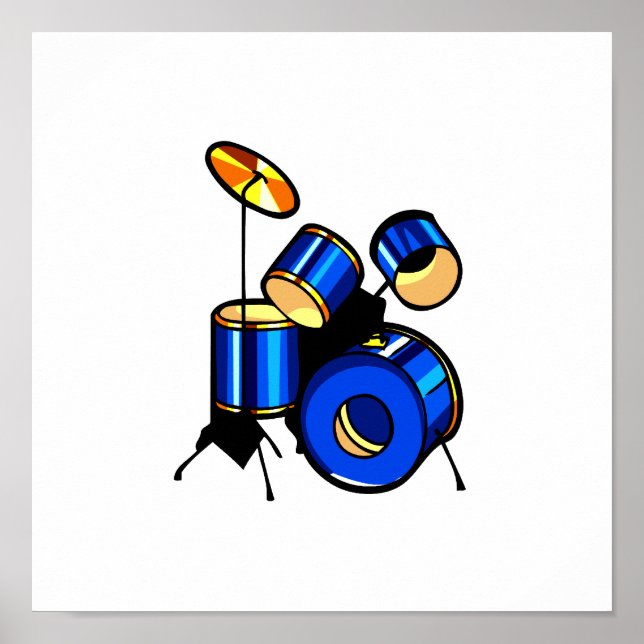 Drumset Graphic Blue version trap set image Poster (Front)