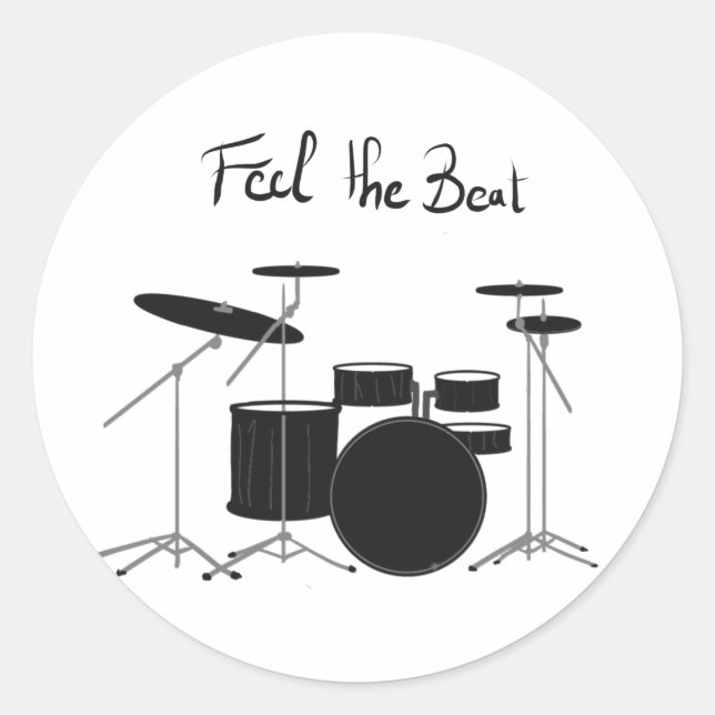 drumset - transparent background classic round sticker (Front)