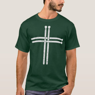 Drumstick Cross Christian Drumming Religious T-Shirt