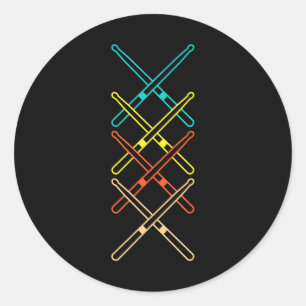 Drumsticks Drummer Musical Instrument Drums Classic Round Sticker