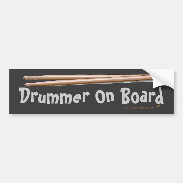 Drumsticks Drummer On Board Bumper Sticker (Front)