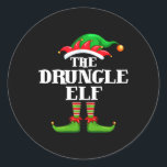 Druncle Elf Matching Family Group Christmas Party  Classic Round Sticker<br><div class="desc">Druncle Elf Matching Family Group Christmas Party Pyjamas</div>