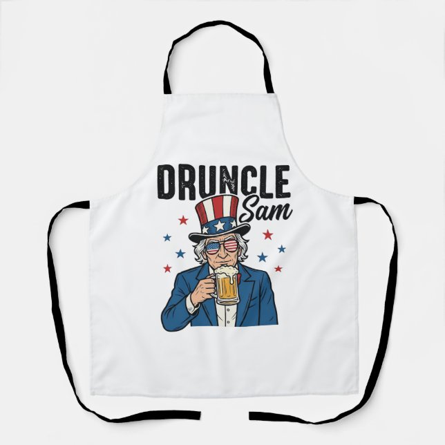 Druncle Sam Funny Patriotic Beer Vector Design_1 Apron (Front)
