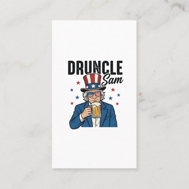 Druncle Sam Funny Patriotic Beer Vector Design_1 Business Card (Front)