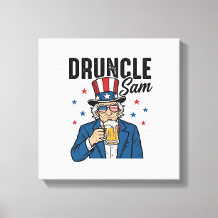 Druncle Sam Funny Patriotic Beer Vector Design_1 Canvas Print