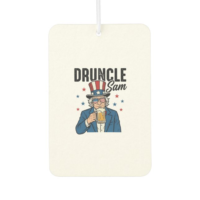 Druncle Sam Funny Patriotic Beer Vector Design_1 Car Air Freshener (Front)