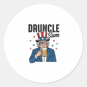 Druncle Sam Funny Patriotic Beer Vector Design_1 Classic Round Sticker