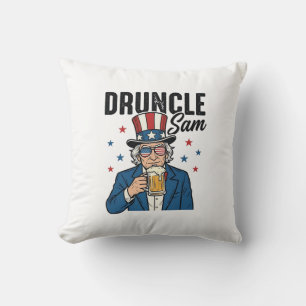 Druncle Sam Funny Patriotic Beer Vector Design_1 Cushion