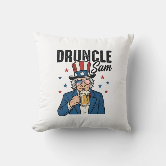 Druncle Sam Funny Patriotic Beer Vector Design_1 Cushion (Front)