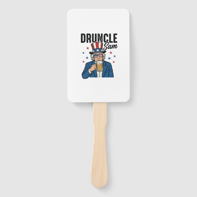 Druncle Sam Funny Patriotic Beer Vector Design_1 Hand Fan (Front)