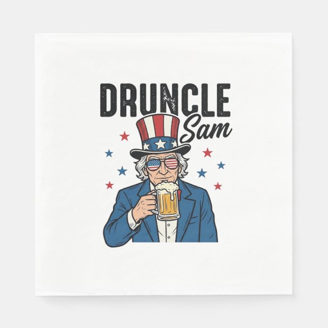 Druncle Sam Funny Patriotic Beer Vector Design_1 Napkin (Front)
