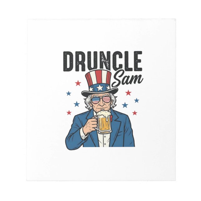 Druncle Sam Funny Patriotic Beer Vector Design_1 Notepad (Front)